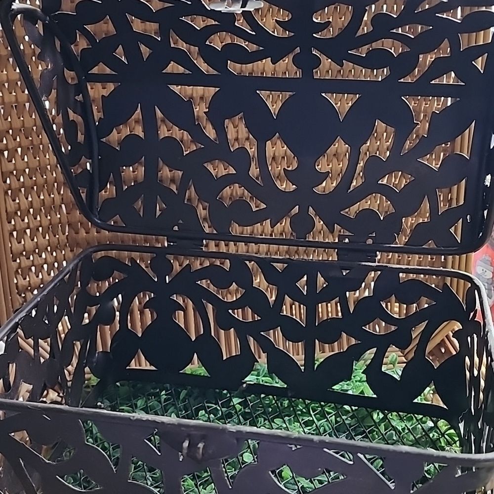 Reticulated Metal Storage Box With Hinged Lid